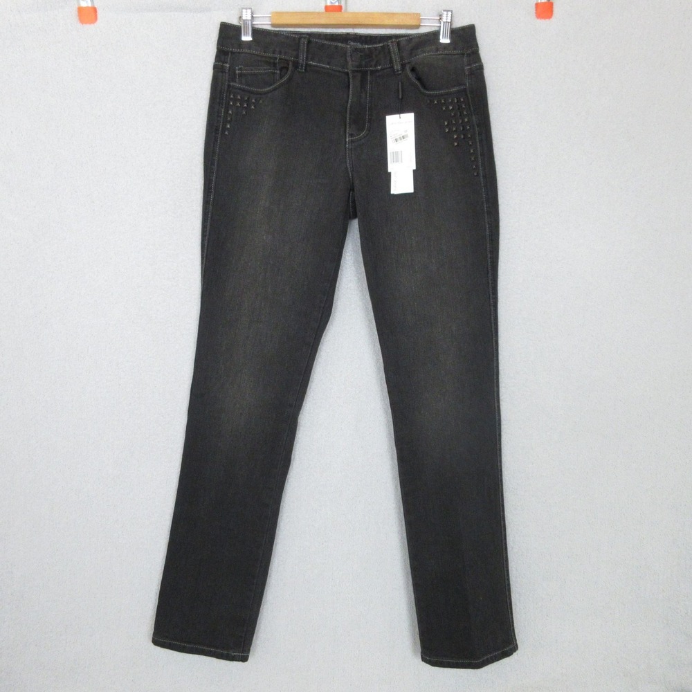 Calvin Klein Jeans Womens 10x33 Slim Fit Studded Pencil Pants Rusted Black NWT